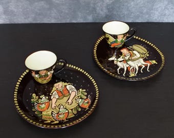 Vintage Hans Schneider Steffisburg Switzerland Set of 6 Folk Art