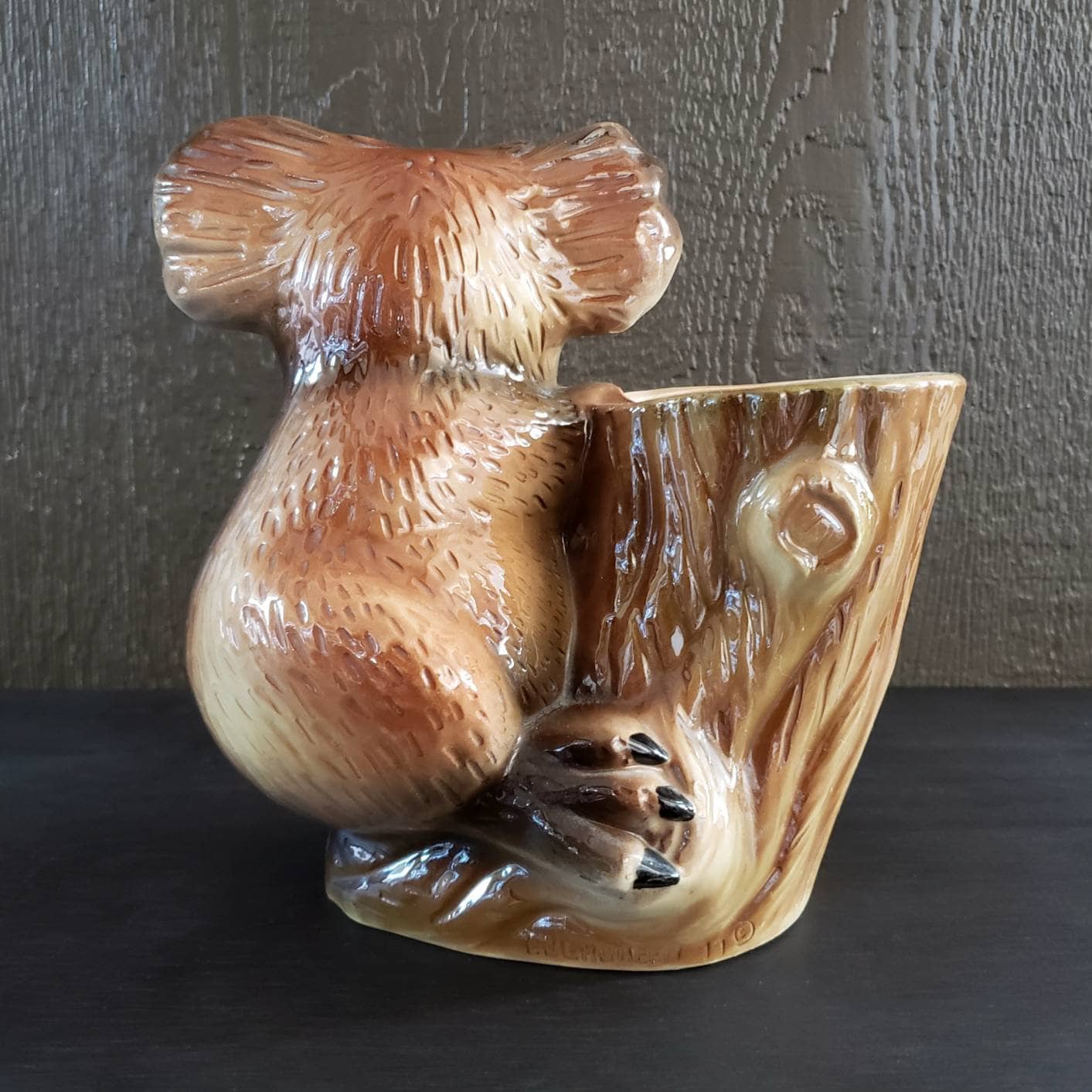 Vintage 70s Koala Ceramic Planter Ornament, Kitsch
