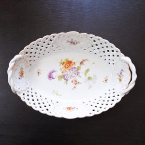 Antike 1800er Richard Klemm Dresden Porzellan Retikulierte Blumenkorb Schüssel
