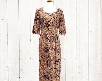 Vintage 90s Studio by Pat Argenti Paisley Print Midi Dress Size 8