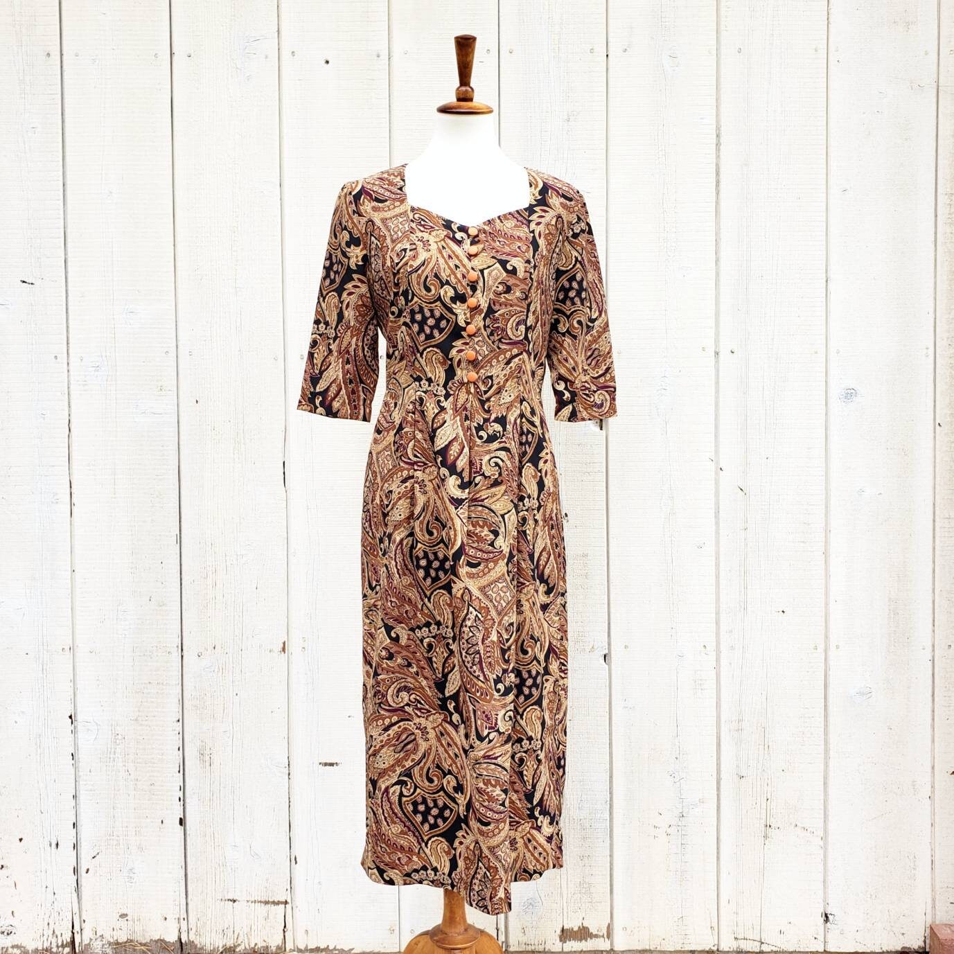 Vintage 90s Studio by Pat Argenti Paisley Print Midi Dress Vintage 90s Studio by Pat Argenti Paisley Print Midi Dress
