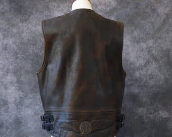 90s y2k Harley-Davidsonレザー ベスト Lサイズ ブラウン Vintage 90s Harley Davidson Billings Springer Brown Leather Men's
