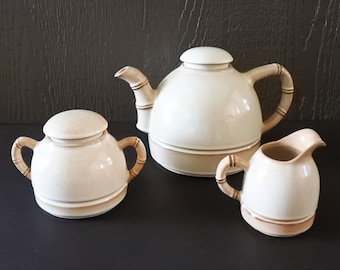 Vintage Friesland Germany Ceracron Bamboo Teapot Creamer Sugar