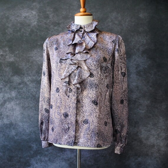 Vintage 80s Eva Laurel New York Ruffle Long Sleeve Bl… Gem