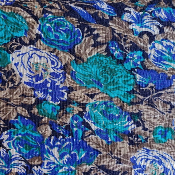 Vintage Blue & Green Floral Rectangle Retro Neck … - image 6