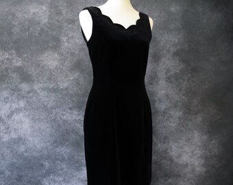 Vintage 90s Laura Ashley Black Velvet Dress Size US 8 UK 12