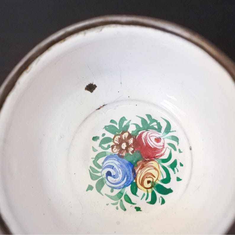 Antique Persian Minakari Enamel Floral Birds Tea & Coffee Cups Saucers Tray Set image 11