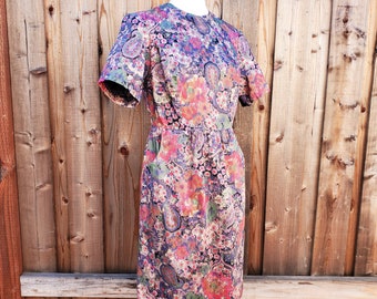 Vintage Handmade Paisley Floral Print Fit & Flare Dress Size M