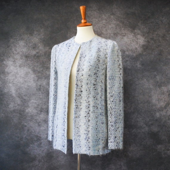 Vintage 70s Dalton Blue Knit Sweater Jacket Size … - image 1