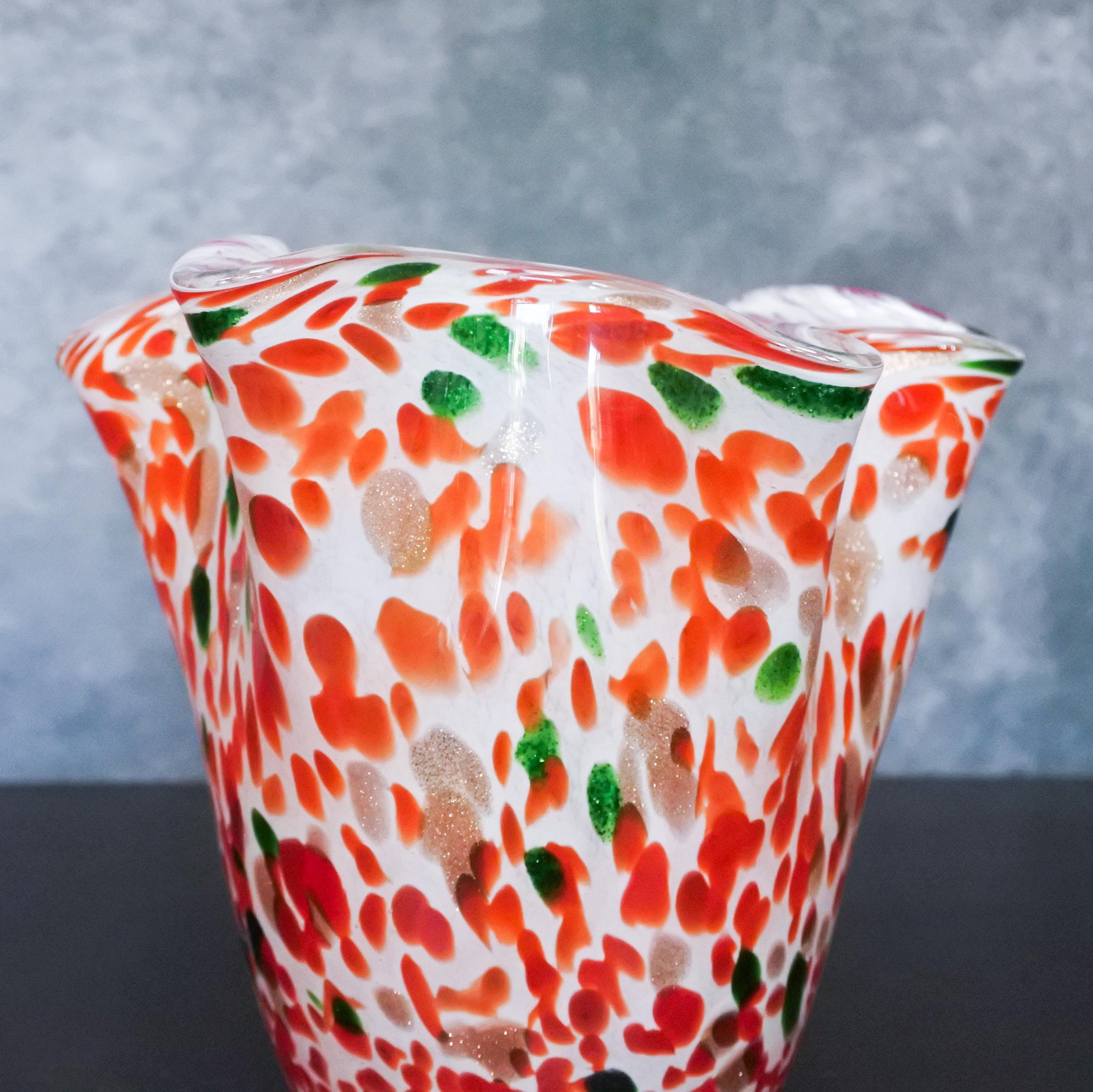 ヴィンテージ 手吹き ムラーノ スタイル アート ガラス スプラッター