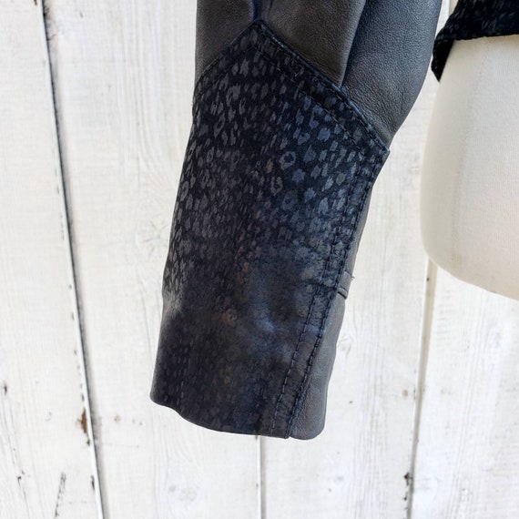 Vintage 80s Genuine Black Leather Animal Print Su… - image 7