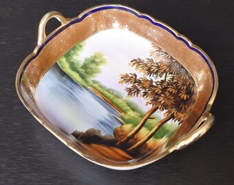 ヴィンテージ ノリタケ 手描き風景画 磁器ボウル - Etsy 日本