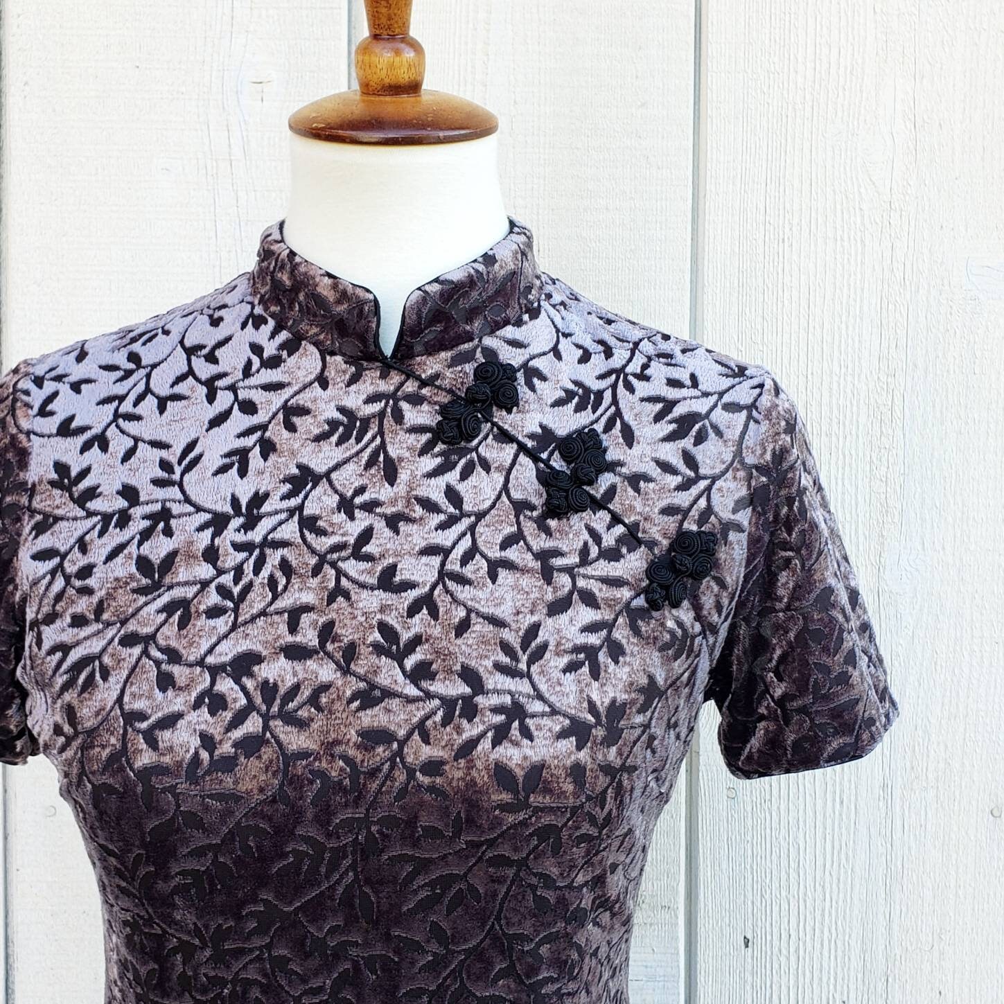 【正規品質保証】 Designer Paris Klein Michel 90s Vintage Velvet Dress Floral スーツ・フォーマル・ドレス