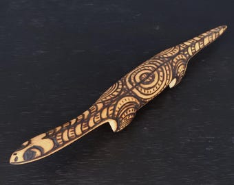 ヴィンテージ アボリジニ オーストラリア先住民族の木製トカゲの民芸品