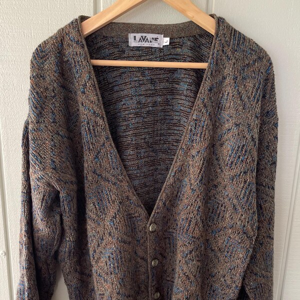LaVane 90s Green Diamond Grunge Cardigan
