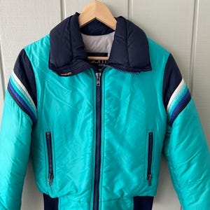 Slalom Teal Puffer Goose Down Feather Ski Jacket - Women&#39;s Size 10