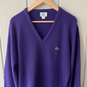 Izod Lacoste Vibrant Purple Eggplant V-Neck Sweater