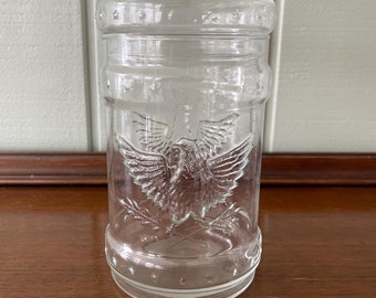 American Eagle Embossed Glass Canister Jar with Lid