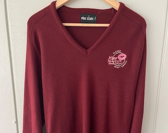Pine State 'Please Don't Smoke' - 'Kiss Those Butts Goodbye" Maroon V-neck Sweater