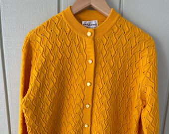 mustard yellow knit cardigan