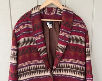 Eerste optie Kastanjebruin Azteekse Patroon Blazer