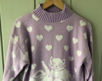 purple cat sweater