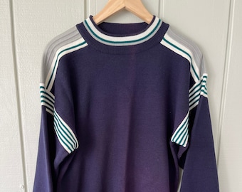 インクライン スポーツ ブルー ストライプ モックネック セーター (新品)