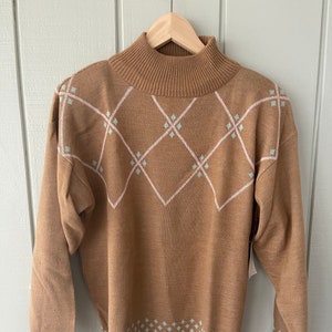 Boundary Waters Camel Argyle Mockneck Pullover (NWT)