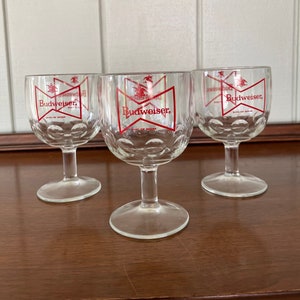 Budweiser Bowtie Logo Thumbprint Footed Goblets (Ensemble de 3)
