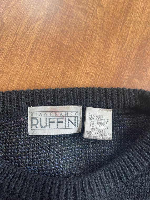 Gianfranco Ruffini Black Damask Pattern Wool Blen… - image 3