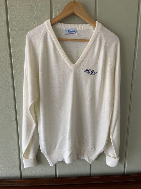 Chevy Trucks White V-Neck Sweater by Pickering Act