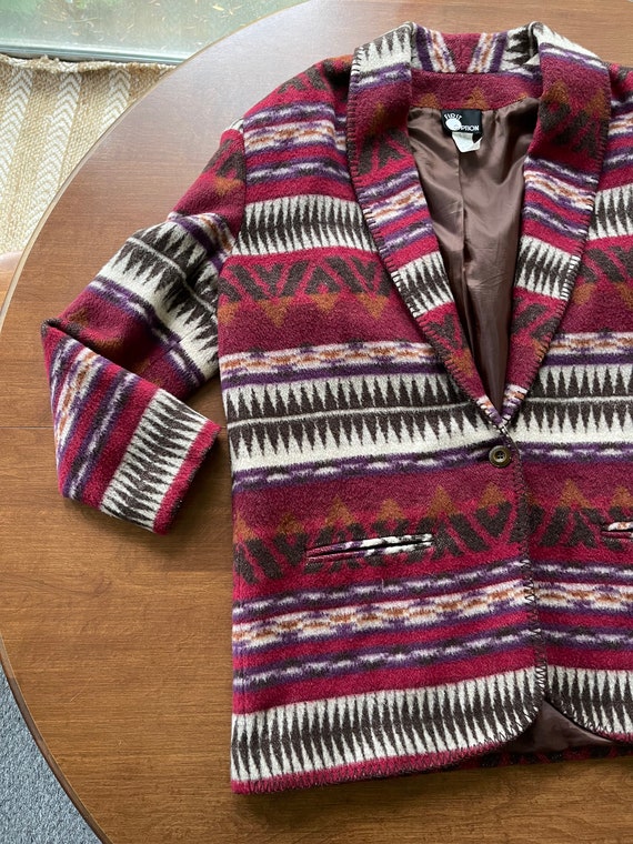First Option Maroon Aztec Pattern Blazer - image 4
