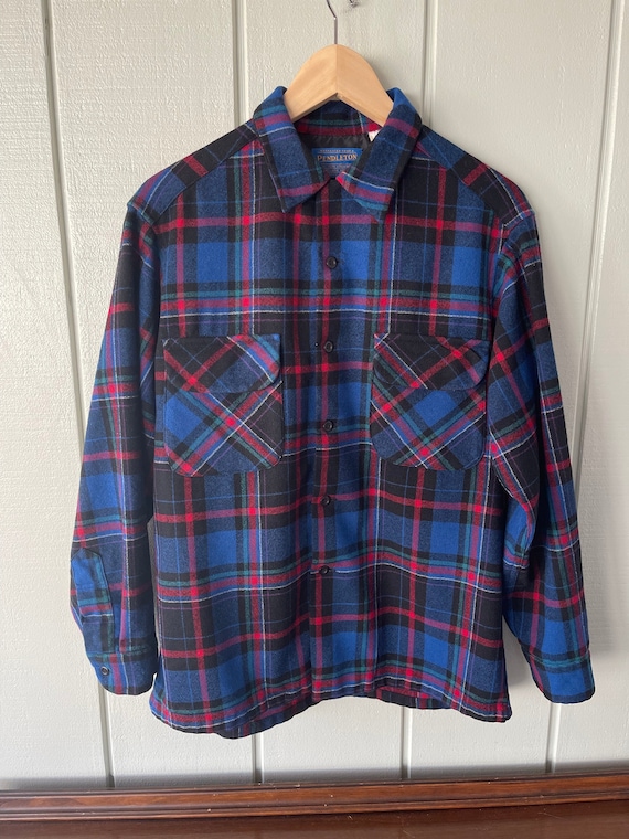 Pendleton Blue and Red Plaid Wool Flannel