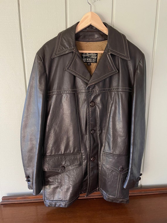 Sears The Leather Shop Dark Brown Leather Jacket -