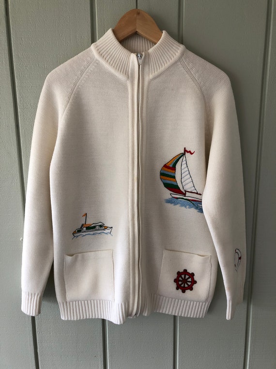 LeRoy Knitwear Embroidered Nautical Cardigan