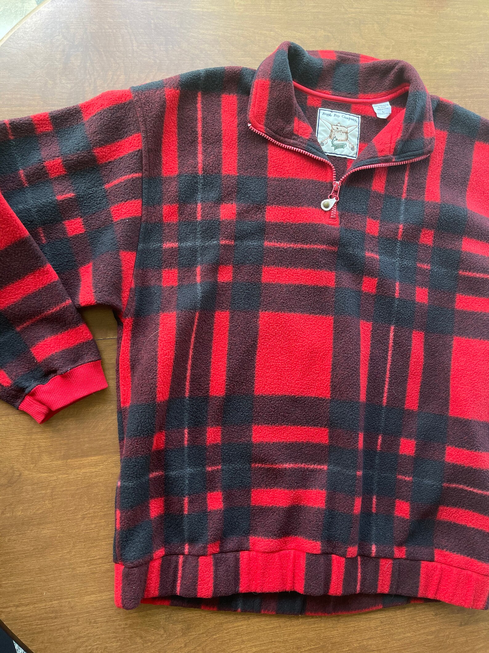 Bugle Boy Company Red and Black Plaid Fleece Quarter Zip Etsy