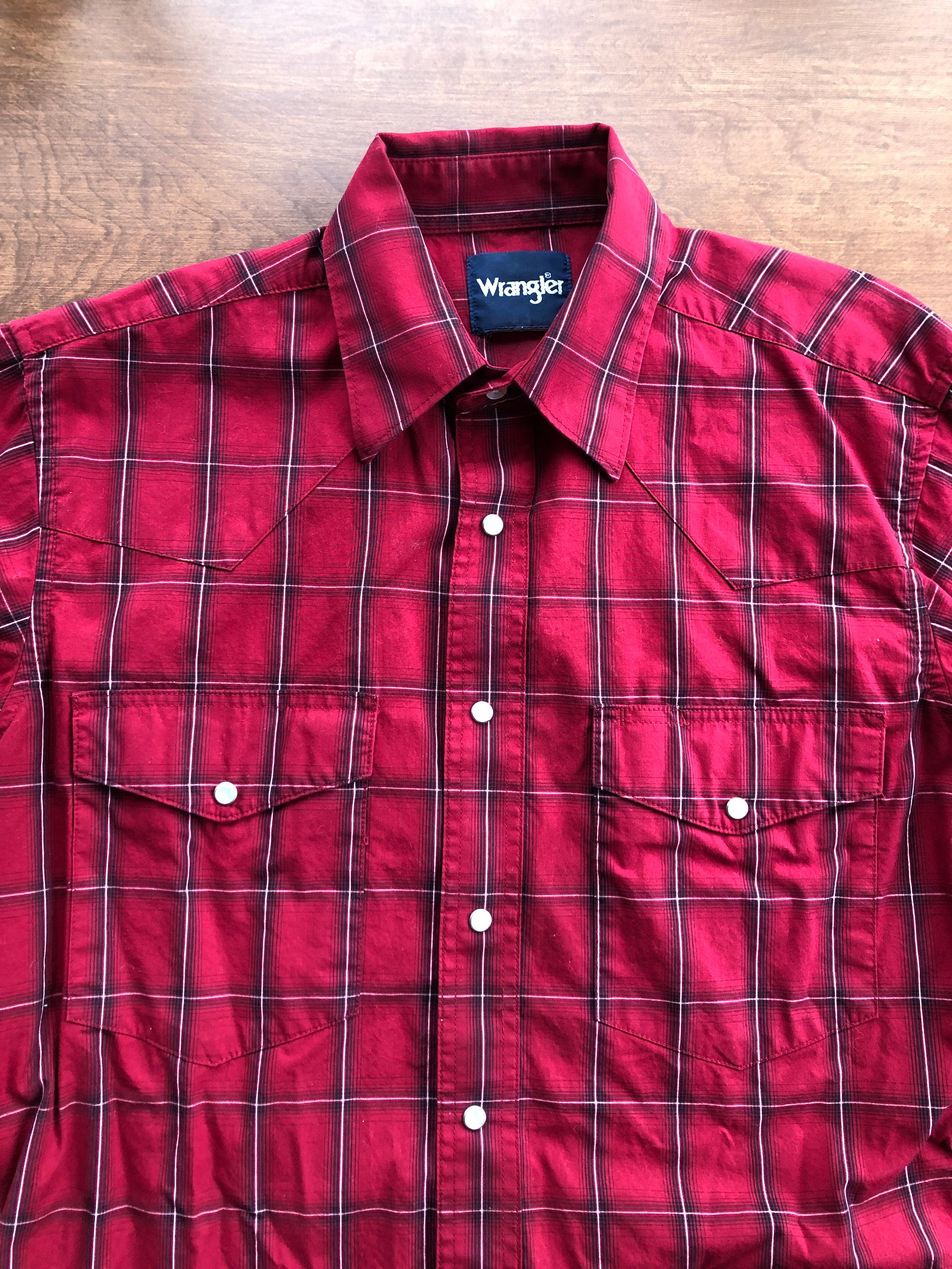Wrangler Red Plaid Western Shirt - Etsy
