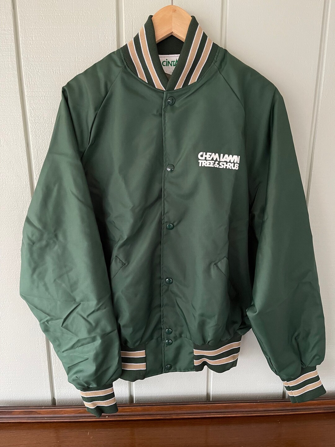 Chem Lawn Tree Shrub Green Bomber Jacket NWOT Etsy Canada