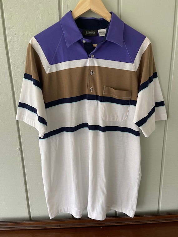 80's Jantzen Natural Touch Striped Polo - image 1