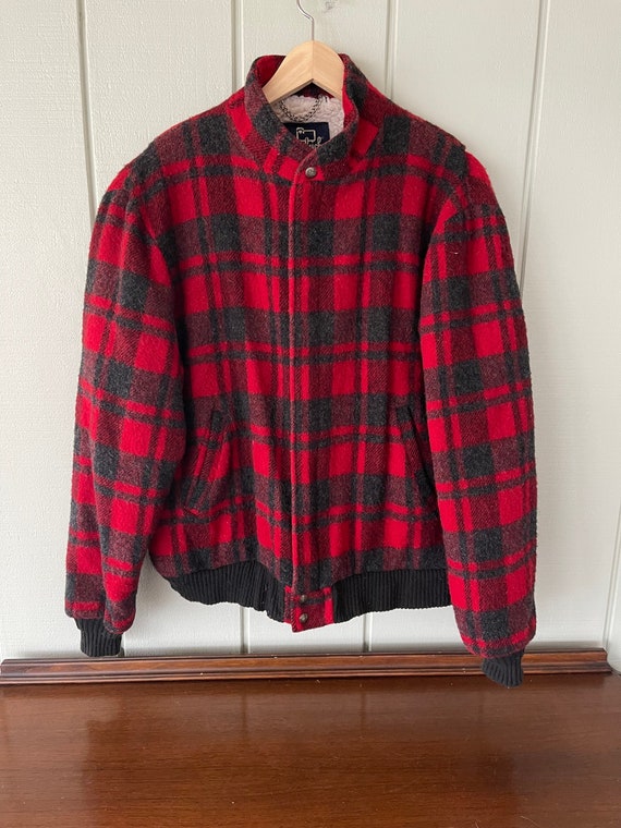 Woolrich Wool Buffalo Plaid Bomber Jacket