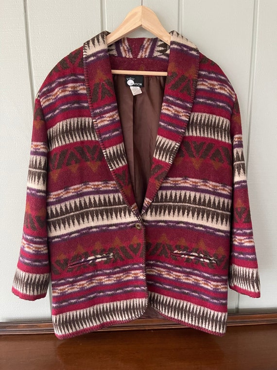 First Option Maroon Aztec Pattern Blazer - image 1
