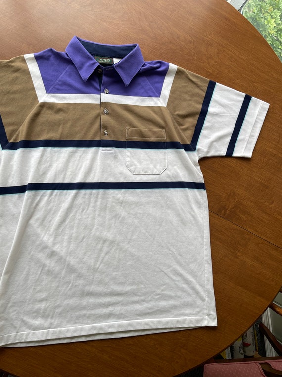 80's Jantzen Natural Touch Striped Polo - image 4