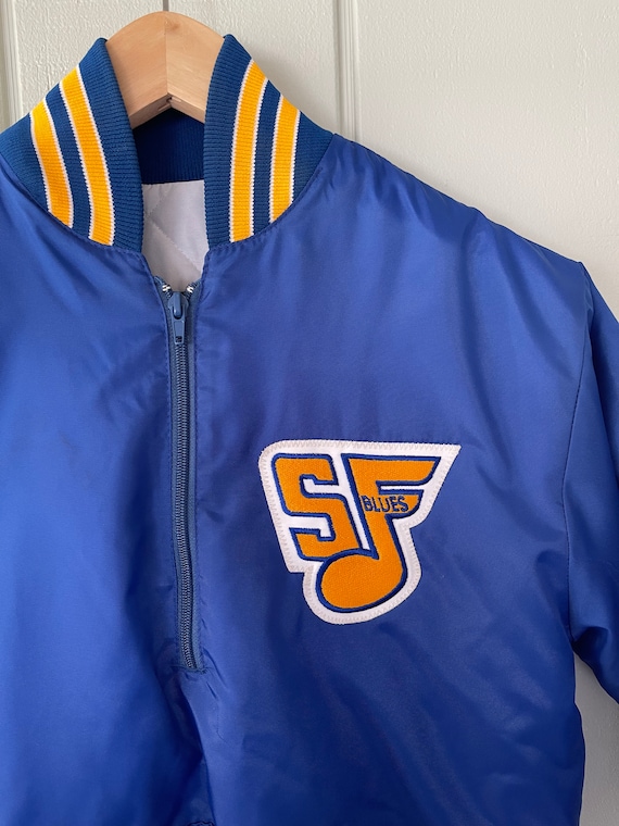 Blue Satin Bomber Varsity 'SF Blues #7 ' Jacket - image 3