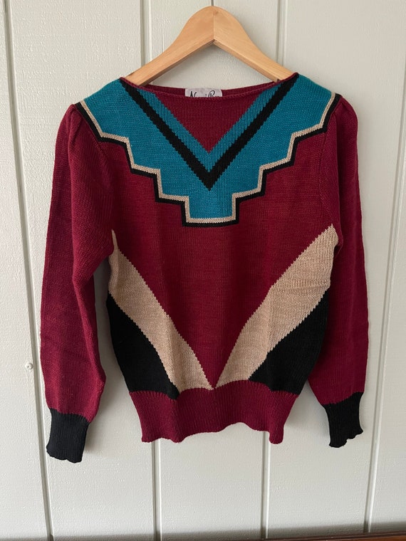 Naomi Bee Maroon Geometric Pattern Sweater - image 1