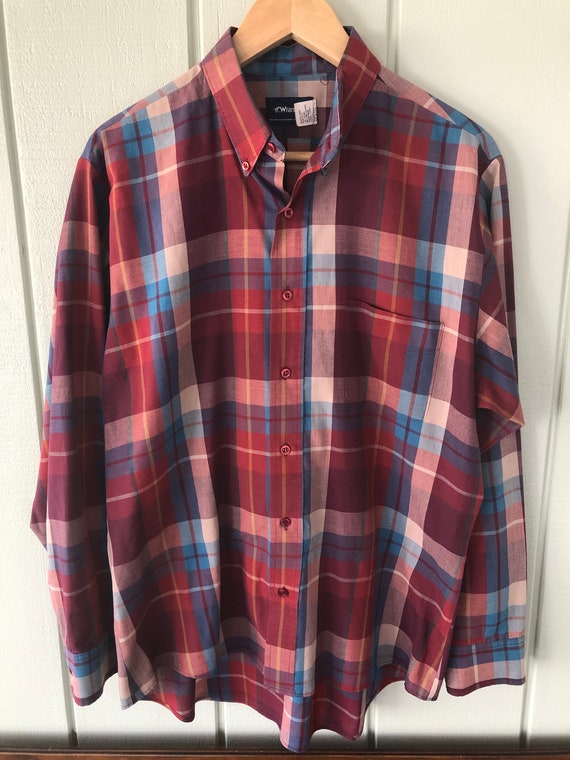 Wrangler Deep Maroon Plaid Button Down