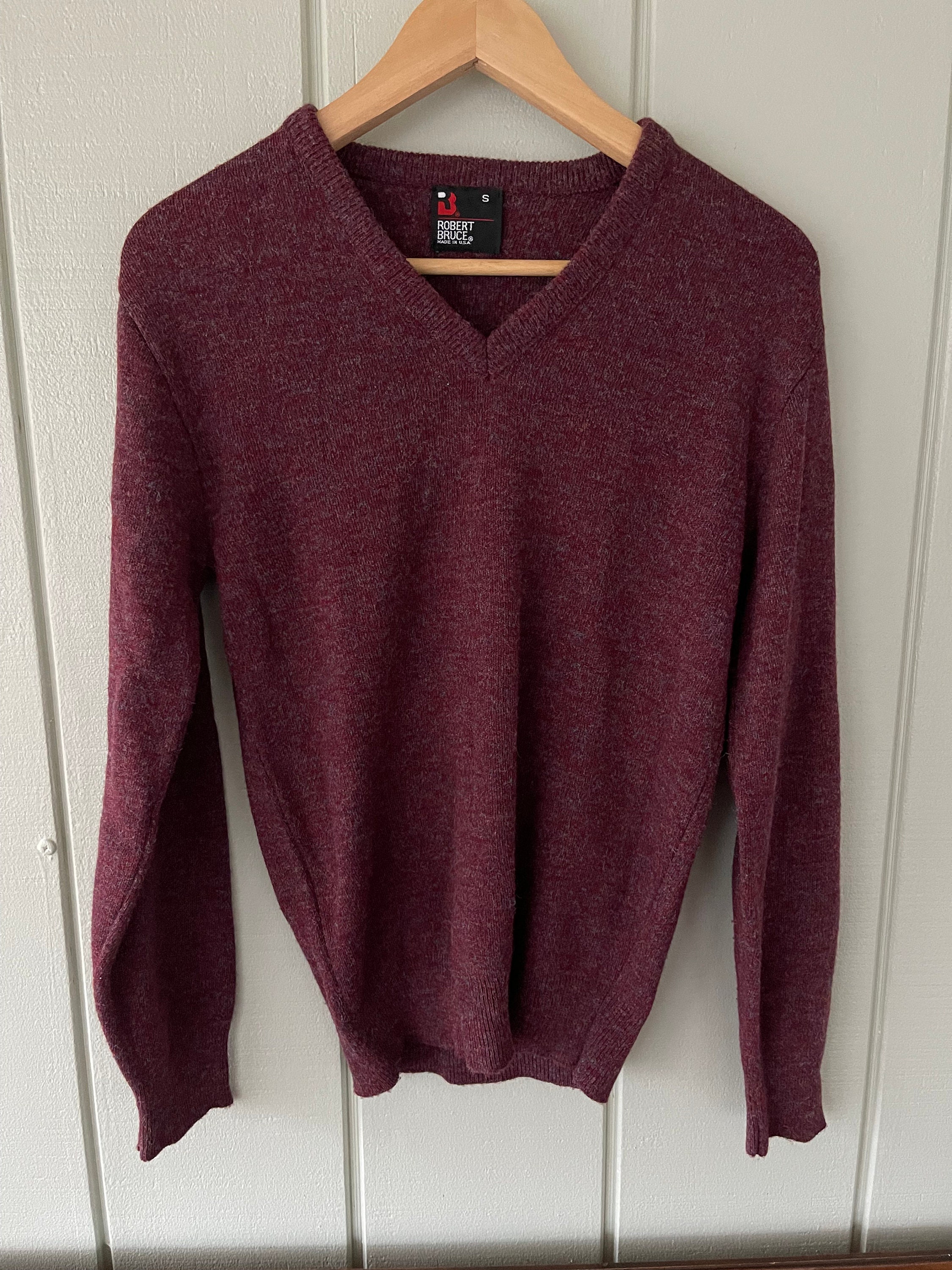 Robert Bruce Maroon Speckled V-neck Sweater - Etsy