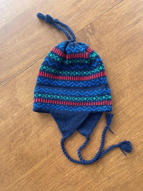 Maureen of the Mews Blue Striped Wool Beanie