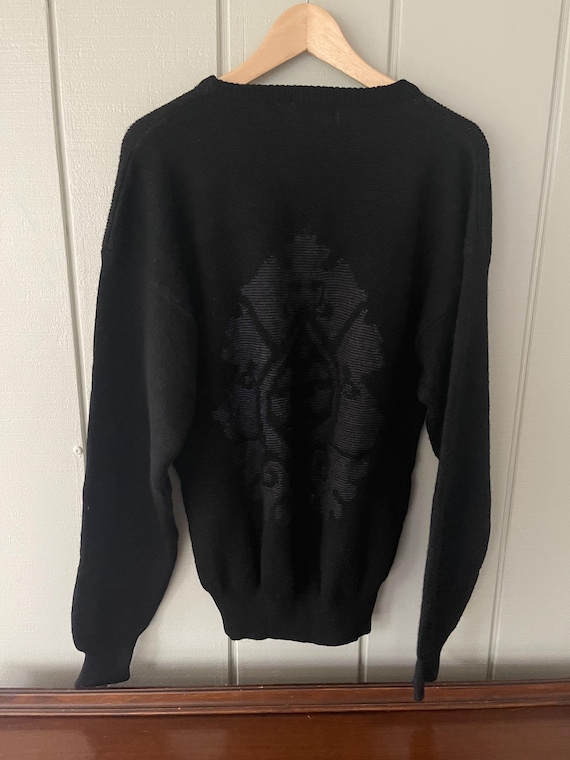 Gianfranco Ruffini Black Damask Pattern Wool Blen… - image 2