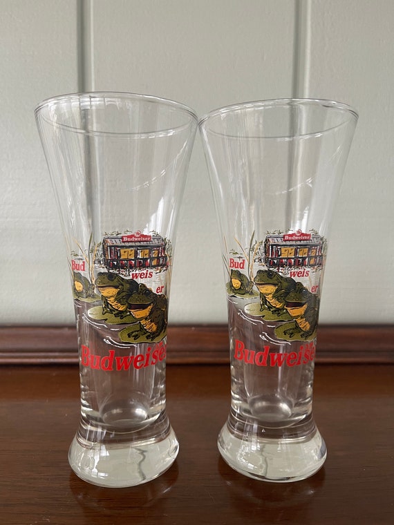 Budweiser Frogs 12 Oz Drinking Glasses pair -  Israel