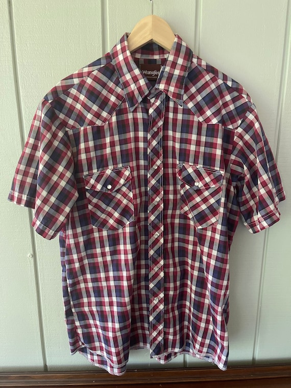 112357248 Chemise Wrangler Western Shirt In Navy Red Homme | La Joya Western Strasbourg